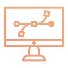 Vector Graphic Design Icon on a Monitor,graphic design line flat_Curve