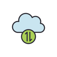 Cloud transfer colored icons, minimalist vector illustration ,simple transparent graphic element .Isolated on white background