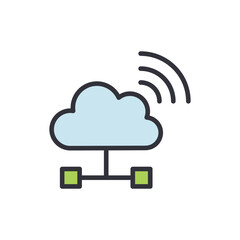 Cloud storage colored icons, minimalist vector illustration ,simple transparent graphic element .Isolated on white background