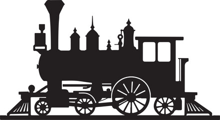 Fototapeta premium Train Silhouette SVG | Vintage Locomotive Vector ClipartSteam Engine Train SVG | Railroad Silhouette DesignClassic Train Vector | Transportation SVG Cut FileTrain Locomotive Silhouette | Retro R