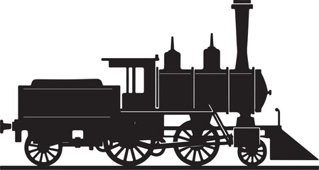 Fototapeta premium Train Silhouette SVG | Vintage Locomotive Vector ClipartSteam Engine Train SVG | Railroad Silhouette DesignClassic Train Vector | Transportation SVG Cut FileTrain Locomotive Silhouette | Retro R