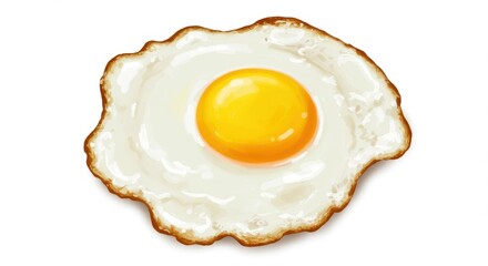 A single fried egg with a bright yellow yolk on a white background in a digital illustration style