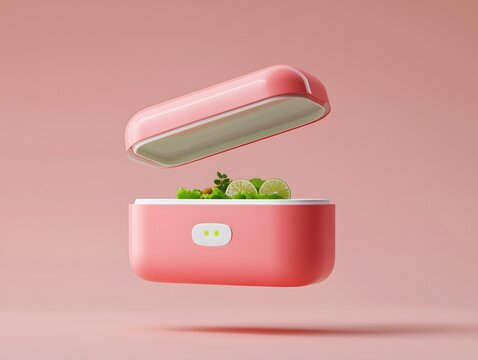 Generation Alpha food menu: AI-powered lunchbox, Generation Alpha child, high-tech meal customization.