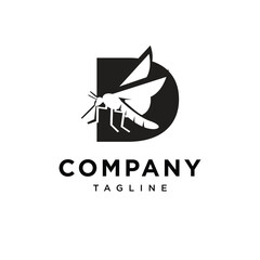 Letter D Mosquito Logo Icon Vector