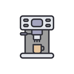 Coffee maker colored icons, minimalist vector illustration ,simple transparent graphic element .Isolated on white background