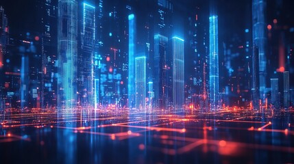 Fototapeta premium Futuristic Digital Cityscape