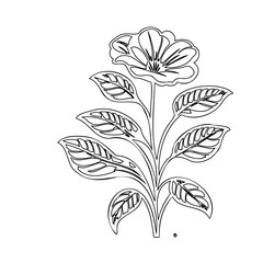 Elegant monochrome floral outline for creative design and artistic projects