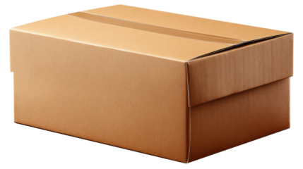 Closed Cardboard Box: A sturdy closed cardboard box, ready for shipping or storage, showcasing its simple yet functional design.