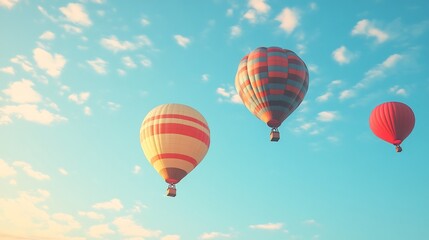 Fototapeta premium Hot Air Balloons Soaring: A Serene Pastel Sky Scene
