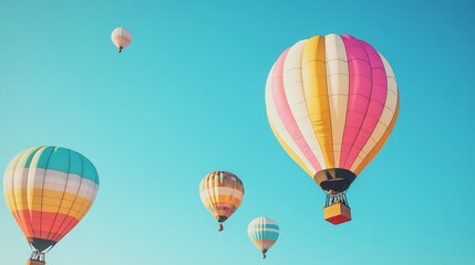 Colorful Hot Air Balloons Soaring in a Vibrant Sky