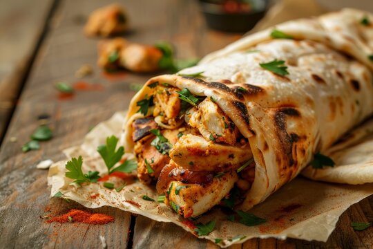chicken paratha roll wrapped