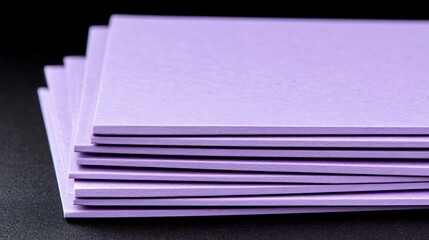 Stack of lilac paper sheets creating a graphic texture on a dark background