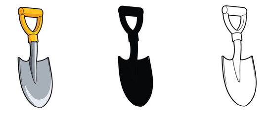 shovel vector illustration in cartoon flat style,icon,building equipment © gavin