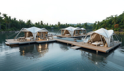 Obraz premium Living the Dream Stunning Houses on the Water