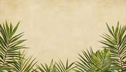 Vintage Paper Background with Tropical Leaves