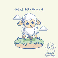 Illustration vector grapich of sheep in the garden perfect for background design 