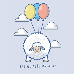 Illustration vector grapich of sheep and balloons perfect for character design 