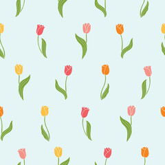 Obraz premium Vector Tulip Seamless Pattern Background for Print Fabric Surface Fashion Wrapping