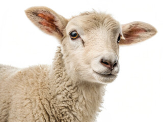 Young Lamb Isolated on White Background – High-Resolution Farm Animal Image