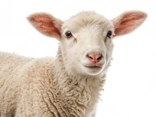 Young Lamb Isolated on White Background – High-Resolution Farm Animal Image