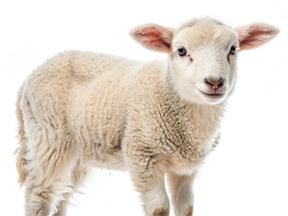 Young Lamb Isolated on White Background – High-Resolution Farm Animal Image