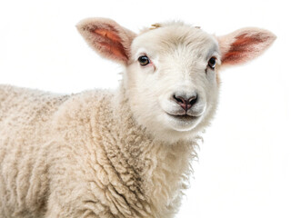 Young Lamb Isolated on White Background – High-Resolution Farm Animal Image