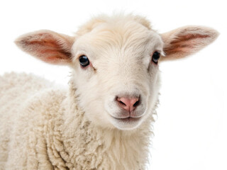 Young Lamb Isolated on White Background – High-Resolution Farm Animal Image
