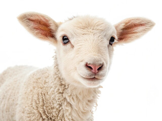 Young Lamb Isolated on White Background – High-Resolution Farm Animal Image