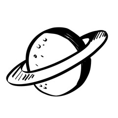 Scribble for Scrapbook Planet Saturn Doodle Hand-Drawn Illustration for Journaling, Bullet Notes, and Decorative Planner Design
