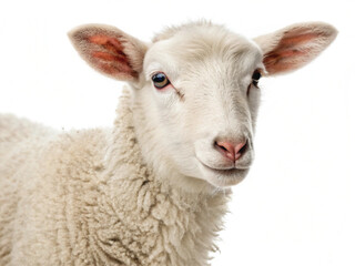 Young Lamb Isolated on White Background – High-Resolution Farm Animal Image