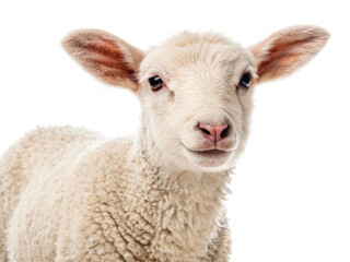 Young Lamb Isolated on White Background – High-Resolution Farm Animal Image