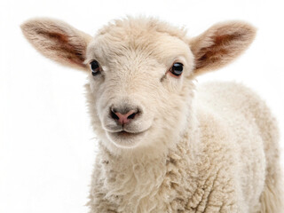 Young Lamb Isolated on White Background – High-Resolution Farm Animal Image