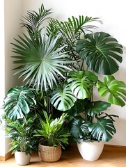 Obraz premium Lush indoor foliage featuring diverse botanical specimens at indoor setting