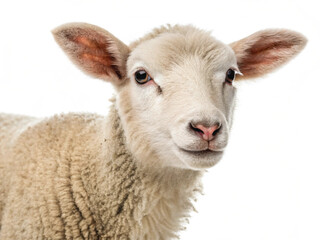 Fototapeta premium Young Lamb Isolated on White Background – High-Resolution Farm Animal Image