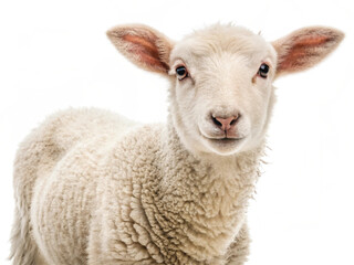 Young Lamb Isolated on White Background – High-Resolution Farm Animal Image