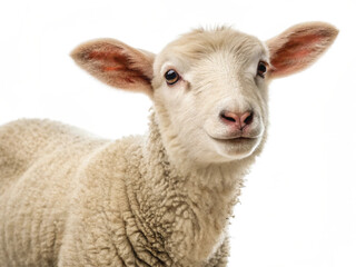 Young Lamb Isolated on White Background – High-Resolution Farm Animal Image