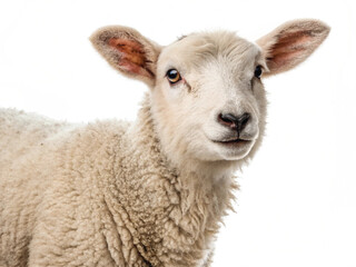 Fototapeta premium Young Lamb Isolated on White Background – High-Resolution Farm Animal Image