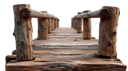 Bridge to the Journey: An inviting wooden bridge guides the viewer's gaze, promising a path across time or space, beckoning with the allure of exploration and discovery. 
