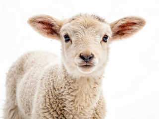 Obraz premium Young Lamb Isolated on White Background – High-Resolution Farm Animal Image