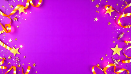 Vibrant New Year's Eve Celebration Card Design Purple and Gold Festive Background
