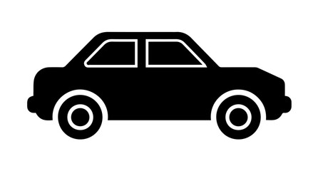 Fototapeta premium A silhouette black and white car icon on white background