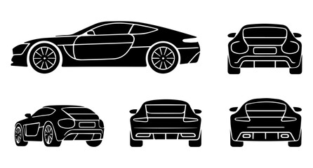 Obraz premium A silhouette black and white car icon set on white background