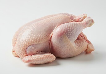 Naklejka premium Isolated raw whole chicken closeup