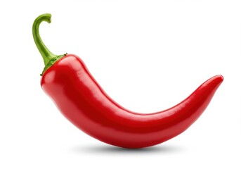 A single red chili on white space