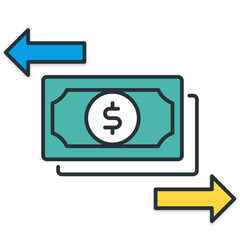 Money & Money Exchange SVG Vector Icon – Flat Design for Finance, Currency Transfer, Banking, Payment, and Global Transactions