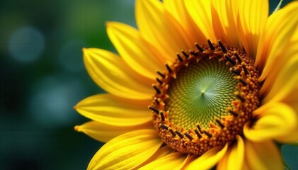 Obraz premium Intricate sunflower seed head, swirling textures , disk florets, garden
