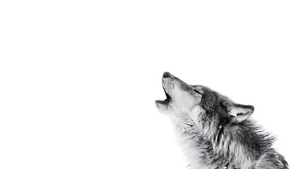 A wolf is howling in the snow