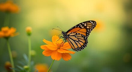 Fototapeta premium Butterfly on Orange Flower