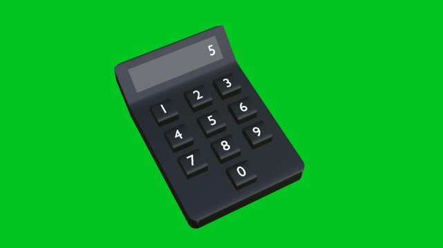 3D Calculator with Moving Buttons and Appearing Numbers on Green Background