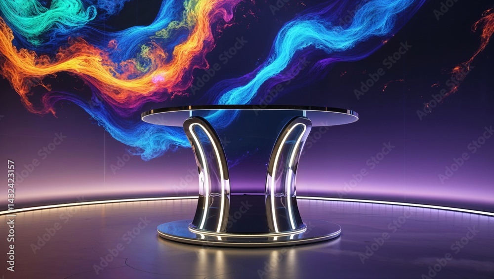 Wall mural abstract futuristic table with swirling energy and dynamic artistic background